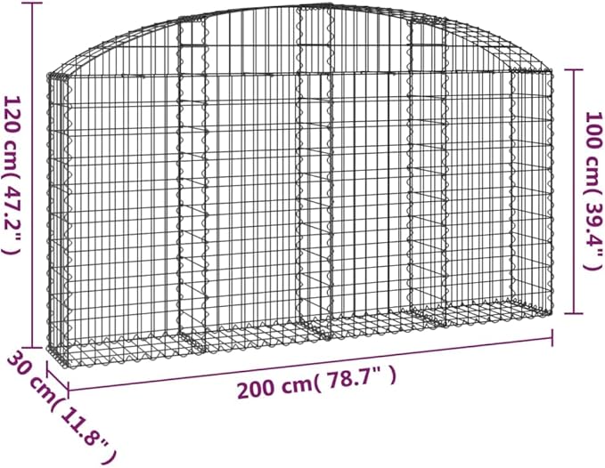 Gabion Basket Silver Galvanized Iron 78.7x11.8x47.2 inch Rectangular Metal Planter Outdoor Decorative Garden Bed for Noise Insulation