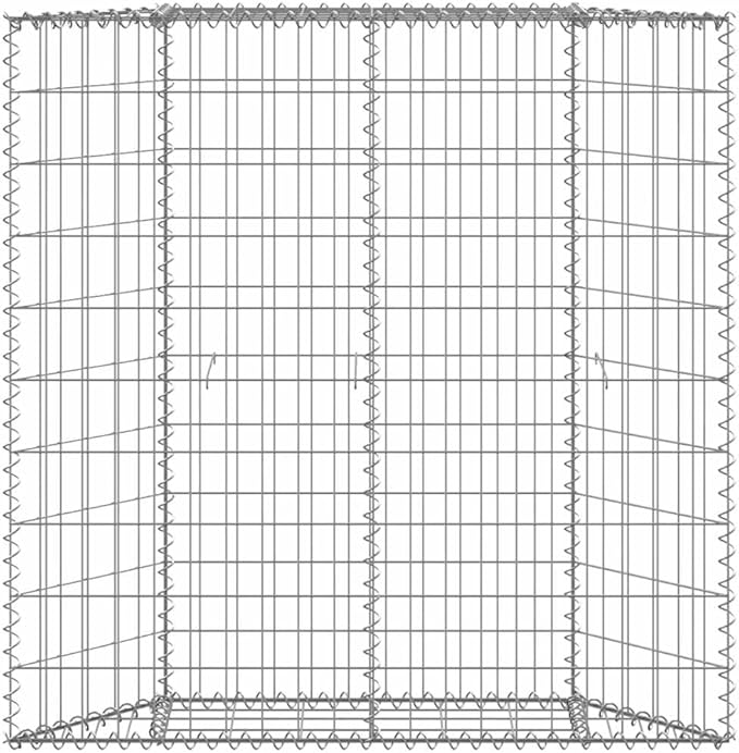 Gabion Raised Bed Silver Galvanized Steel 39.4 x 7.9 x 39.4 in Trapezoidal Outdoor Planter for Gardens High Load Capacity Weather-Resistant