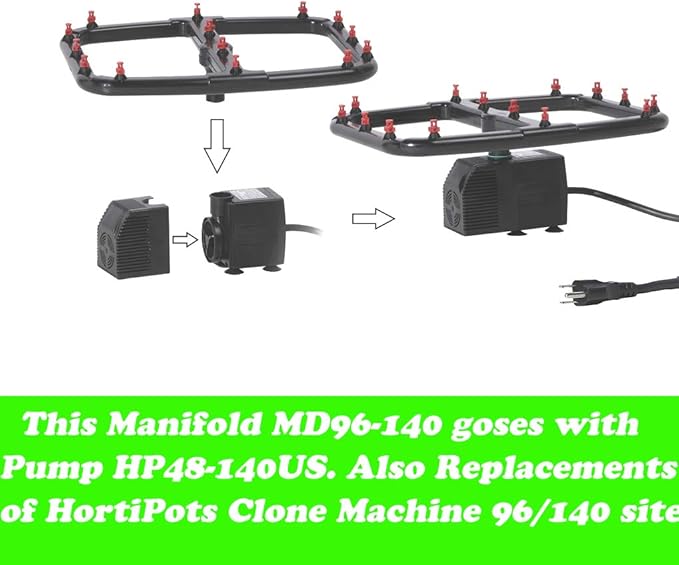 Manifold MD96-140 Bundle with UL-Listed Water Pump as a DIY Aeroponic Spraying Cloner Kit