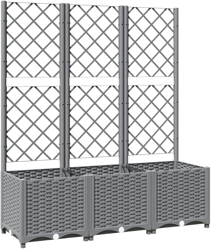 Light Grey Rectangular Garden Planter for Climbing Plants Durable Polypropylene 47.2 x 15.7 x 53.5 Inch Indoor Outdoor Use