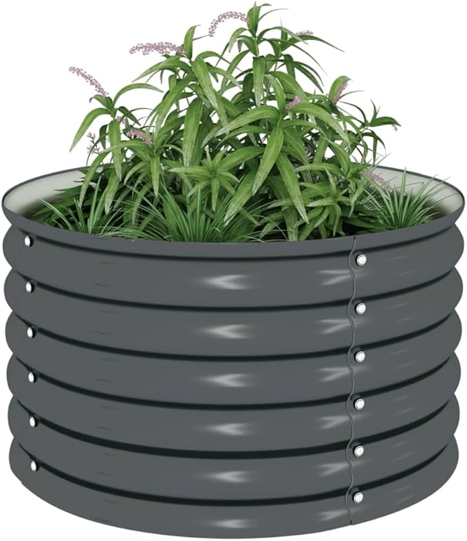 Outdoor Garden Raised Bed Galvanized Steel Garden Planter Box Metal Planter Box for Gardening Vegetables Flowers Herb 31.5x31.5x17.3 Galvanized Steel Gray-759
