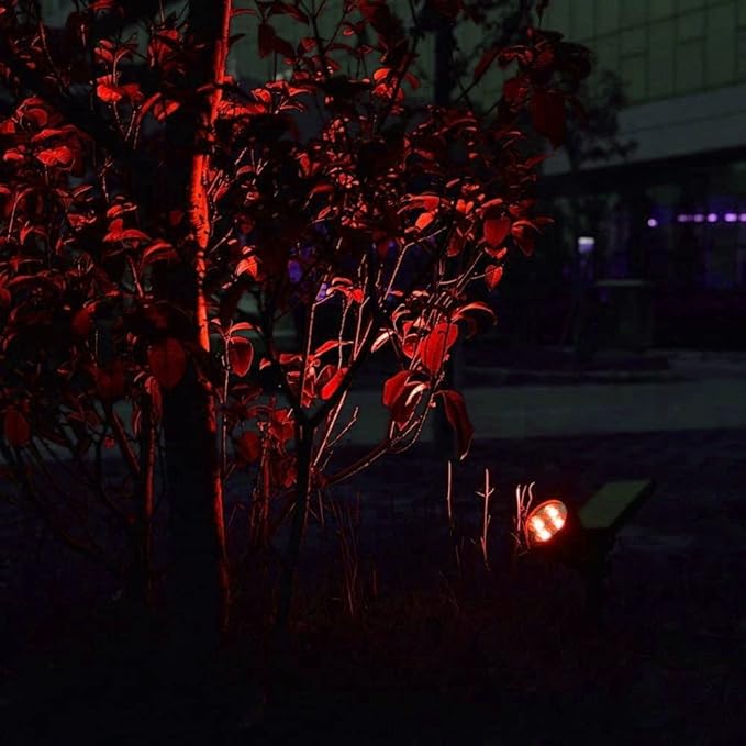 Solar Landscape Lights 4 LED Solar Spotlights 2 in 1 Waterproof Security Light Solar Lights Outdoor (Red)
