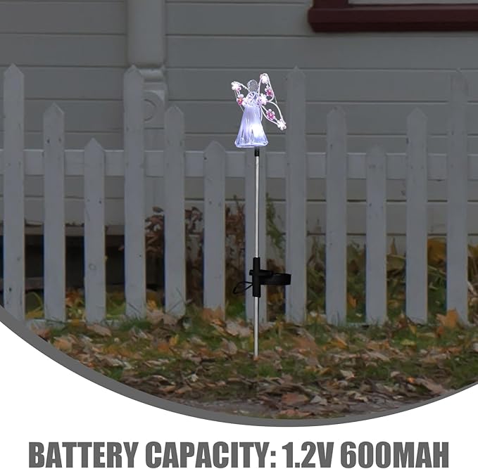 Happyyami Solar Angel Garden Stake Lights Angel Solar Lights Outdoor Garden Decorative Memorial Lights for Cemetery Grave Memorial Gift Christmas Yard Art Purple