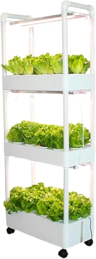 AMNOOL Hydroponics Tower with LED Grow LightIndoor Gardening SystemAeroponics Growing Kitfor Herbs Fruits and Vegetableswith Hydrating Pump Adapter Net Pots Timer.