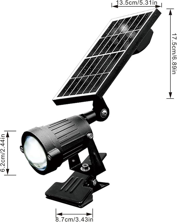 Sunset Lamp Outdoor LED Spotlight Waterproof Solar Bracket with Clip Security Tree Spotlights Adjustable IP65 Mini Clip Lamp for Billboards Courtyard Garden Pathway Light-Operated 5W