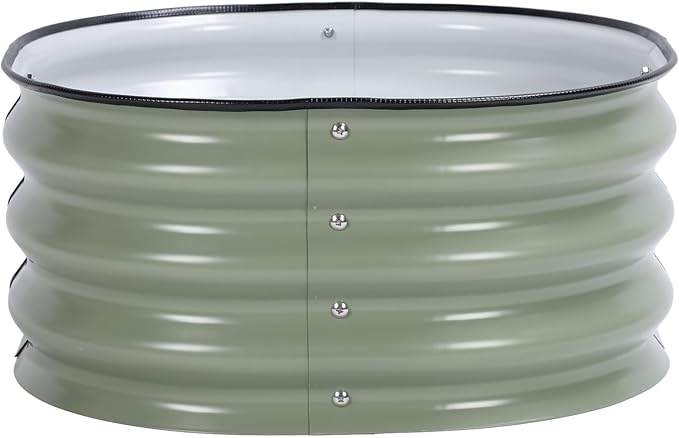 GOWENIC Raised Garden Bed Galvanized Metal Planter Box for Vegetables Flower with Open Bottom Drain Design Round Corners Easy to Install 23.6x23.6x11in 9.6lb for Home