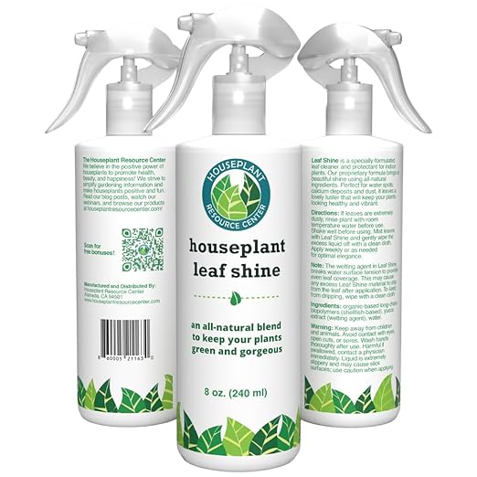 Houseplant Leaf Shine Spray – All-Natural Leaf Cleaner and Gloss for Healthy Shine &amp Better Photosynthesis | Perfect for House Plants and Foliage | 8 oz