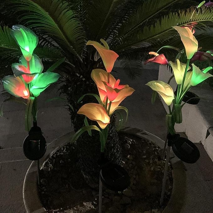 Plant Growing Lamps Multi-Color Solar Flowers Waterproof Stake Lights Path Light 5 Head Landscape Light Garden 7 Color Change