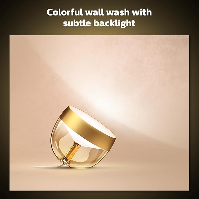 Philips Hue Iris Smart Table Lamp Gold - White and Color Ambiance LED Color-Changing Light - 1 Pack - Control with Hue App - Compatible with Alexa Google Assistant and Apple Homekit