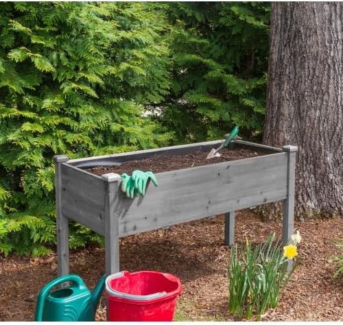 48x24x30 inch Raised Garden Bed with Legs Elevated Wooden Planter Box for Outdoor Plants Flowers Fruits Vegetable Herb Growing. (48 * 24 * 30 Grey)
