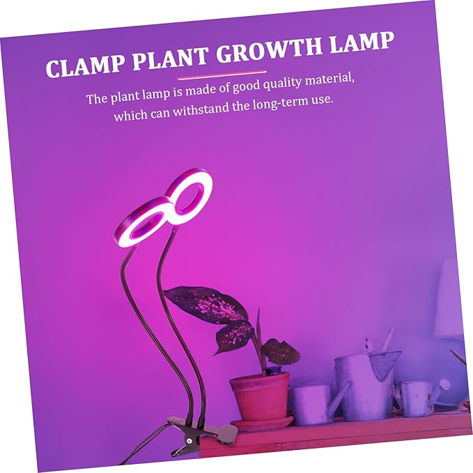 Hemoton Adjustable Dual-Head LED Plant Light for Indoor Growth 5V Clip-On Grow Lamp Timer Suitable for Seed Starting and Greenhouse Use