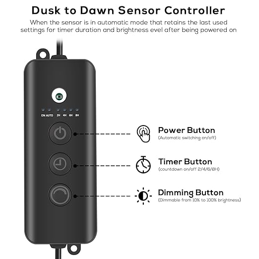 80-100W Dusk to Dawn Sensor for SUNTHIN Warm White Landscape Lighting Timer and Dimming Compatiable with SUNTHIN Warm White Spotlights Only