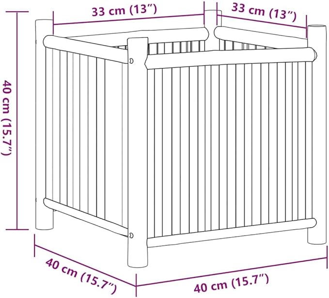 Natural Bamboo Raised Planter Box 15.7 in Cube Indoor Outdoor Elevated Garden Bed for Flowers Herbs Vegetables Beige Patios Balconies and Living Rooms