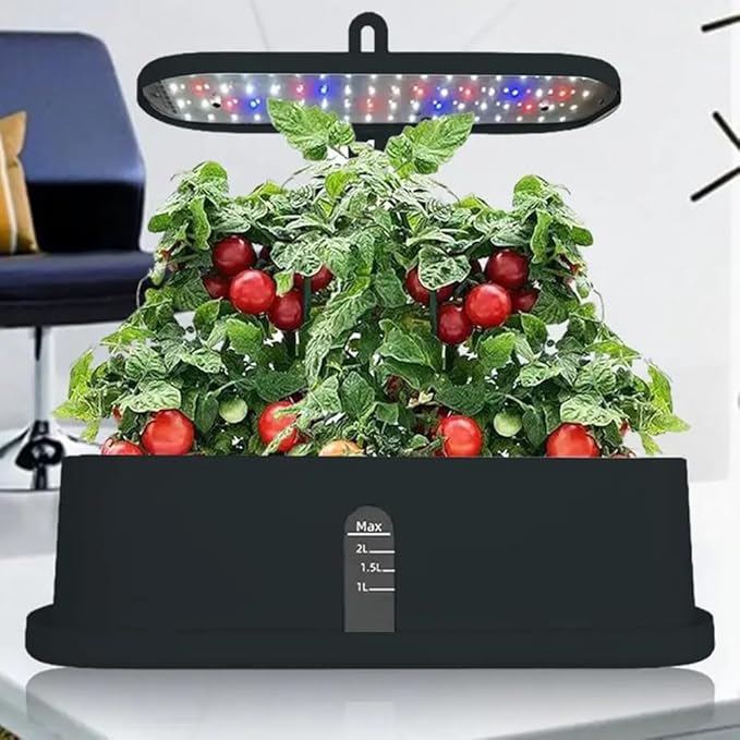 Hydroponics Growing System Full-Spectrum LED Plant Growth Light Intelligent Vegetable Germination Kit US Plug Black