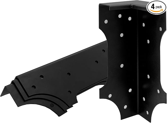 Hi-Flame 4 Set Raised Garden Bed Corner Brackets with Screws Fit Lumber up to 2 Inch x 12 Inch Raised Bed Brackets for Vegetable Garden (Black)