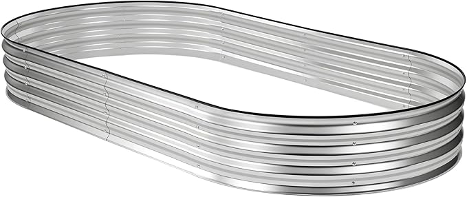 NEWBULIG Heavy-Duty Galvanized Oval Raised Garden Bed for Outdoor Metal Planter Box with Open Base Easy Assembly with Safe Edges for Vegetables/Flowers/Herbs