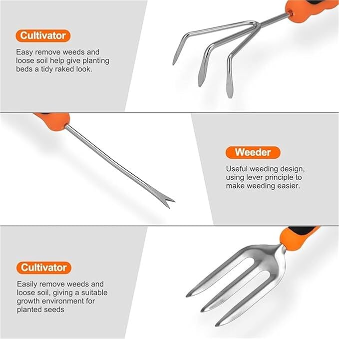 Garden Tool Set Stainless Steel Heavy Duty Gardening Tool SetNon-Slip Rubber Grip Tool Organizer Ideal Outdoor Hand Gardening Tools for Women