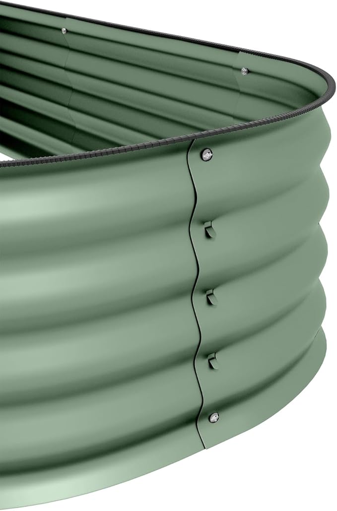 4.9' X 2' X 1' Galvanized Raised Garden Bed Kit: Metal Elevated Planter for Growing Flowers Herbs &amp Vegetables (Green)