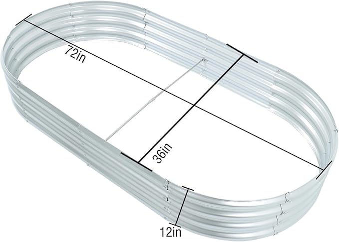 findmall 6x3x1Ft 2 Pack Raised Garden Bed Silver Center with Crossbar Iron Flower Box for Flowers and Greenery Gardening Planting Vegetable Cultivation