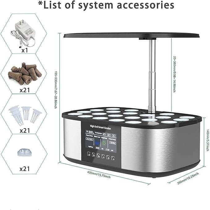 Hydroponics Growing SystemIntelligent Control System + 4.8In LCD Screen 36W LED Grow Lights - Height Adjustable for Home Kitchen Gardening GYL24824