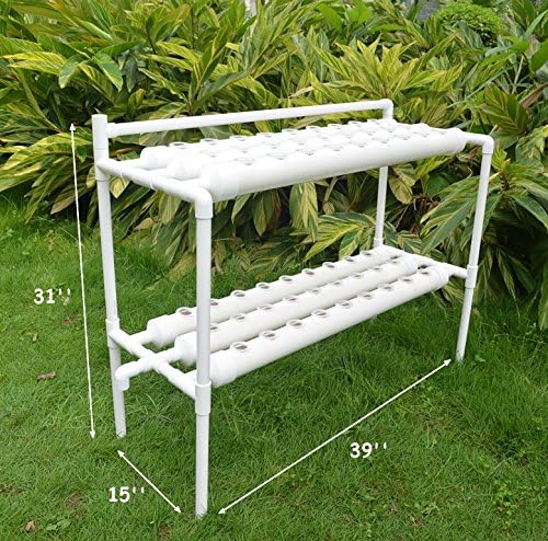 Wall-Mounted Hydroponic Grow Kit 54 Plant Sites Hydroponics Planting System 6 PVC Pipes Hydroponic Gardening Indoor System with 110V Water PumpPlanting SpongeHose