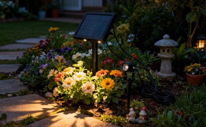 1-To-2 Led Solar Powered Spotlight Outdoor Lawn Garden Light Warm Yellow Waterproof Landscape Decorative Spotlight Auto On/Off For Patio Yard Pathway