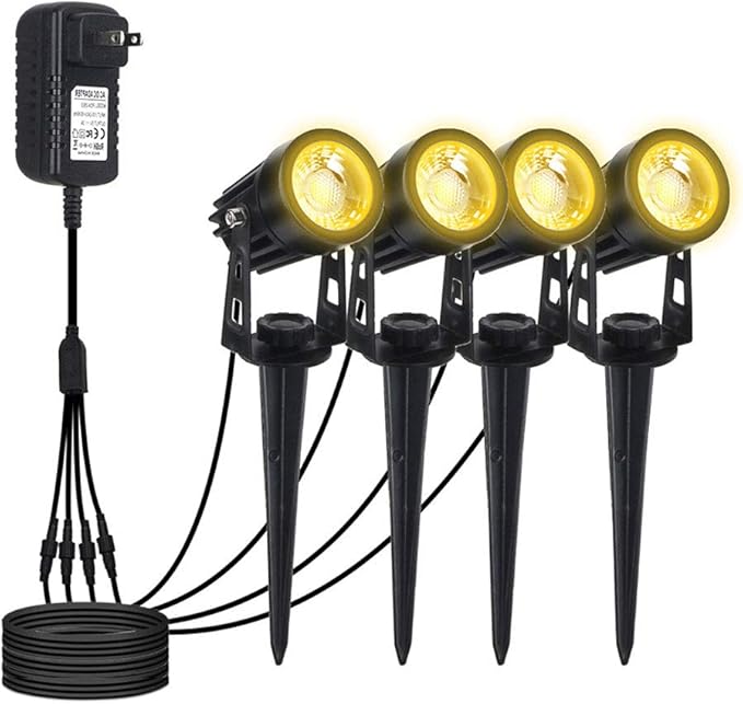 LED Landscape Lights 15W Pathway Lights DC 5V Low Voltage Spotlights Warm White IP66 Waterproof for Driveway Yard Lawn Patio Swimming Pool Outdoor Garden Lights (4 Pack)