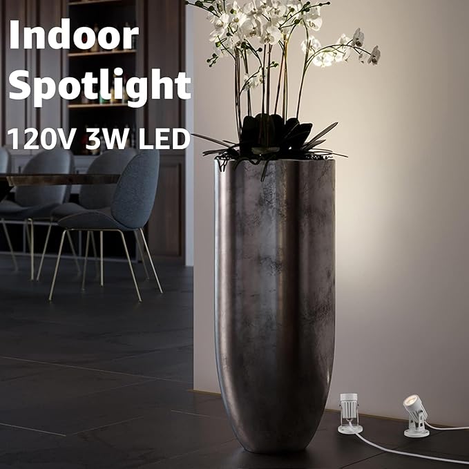 2 Pack LED Plant Spotlight Lamps - Indoor Uplighting for Plants 110V Warm White 5.9FT Cord with Foot Switch - Ideal for Home &amp Garden Decor