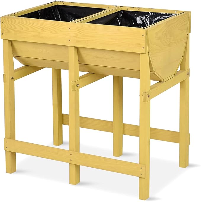 Giantex Raised Garden Bed Elevated Wood Planter Stand Garden Grow Box Kit W/Legs for Vegetable Flower Herb - Outdoor Planter W/Shelf for Garden Patio Backyard - Natural