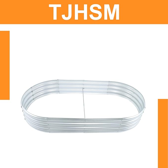 2 Pack 6x3x1Ft Outdoor Metal Raised Garden Bed Flower for Growing Fruits Vegetables and Herbs Oval Floor Planting Box Garden Bed Galvanized Steel