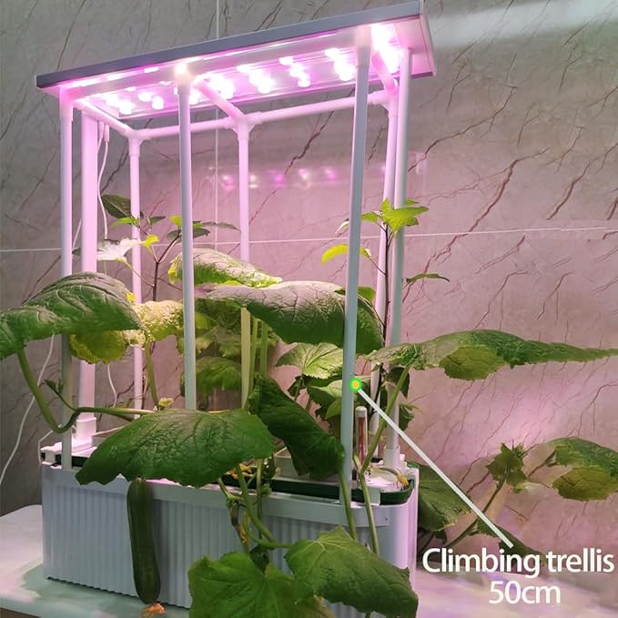 Large Hydroponics Growing System kit with TrellisSmart Indoor Hydroponic Gardening System with LED Grow Light Indoor Hydroponic Grow Kit for TomatoPepperCucumbers(7LPump)
