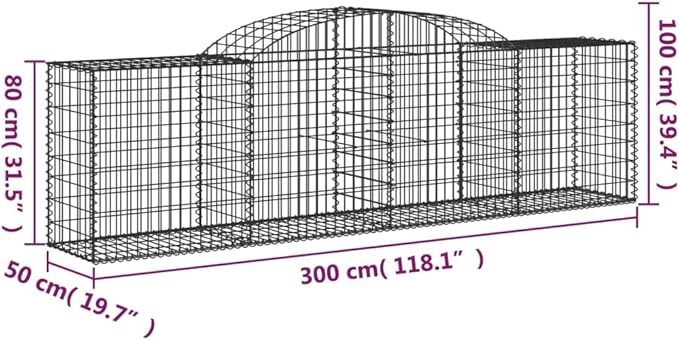 Gabion Baskets Galvanized Welded Wire Mesh Cages Set of 3 Retaining Walls Garden Landscape Fencing Steel Baskets Iron Bed for Patio - vidaXL