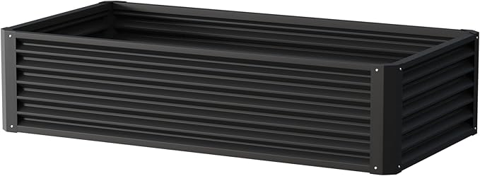 8x4x3ft Rectangular Galvanized Raised GBeds 36 Tall Large Capacity Metal Planter Box for Outdoor Gardening Vegetables Deep Raised Bed with Easy Planting and Installation