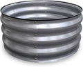 GrowHaus 2x2x1FT Galvanized Raised Garden Bed Planter Boxes Outdoor Round Metal Garden Beds for Planting Vegetables Flowers Herbs Silver