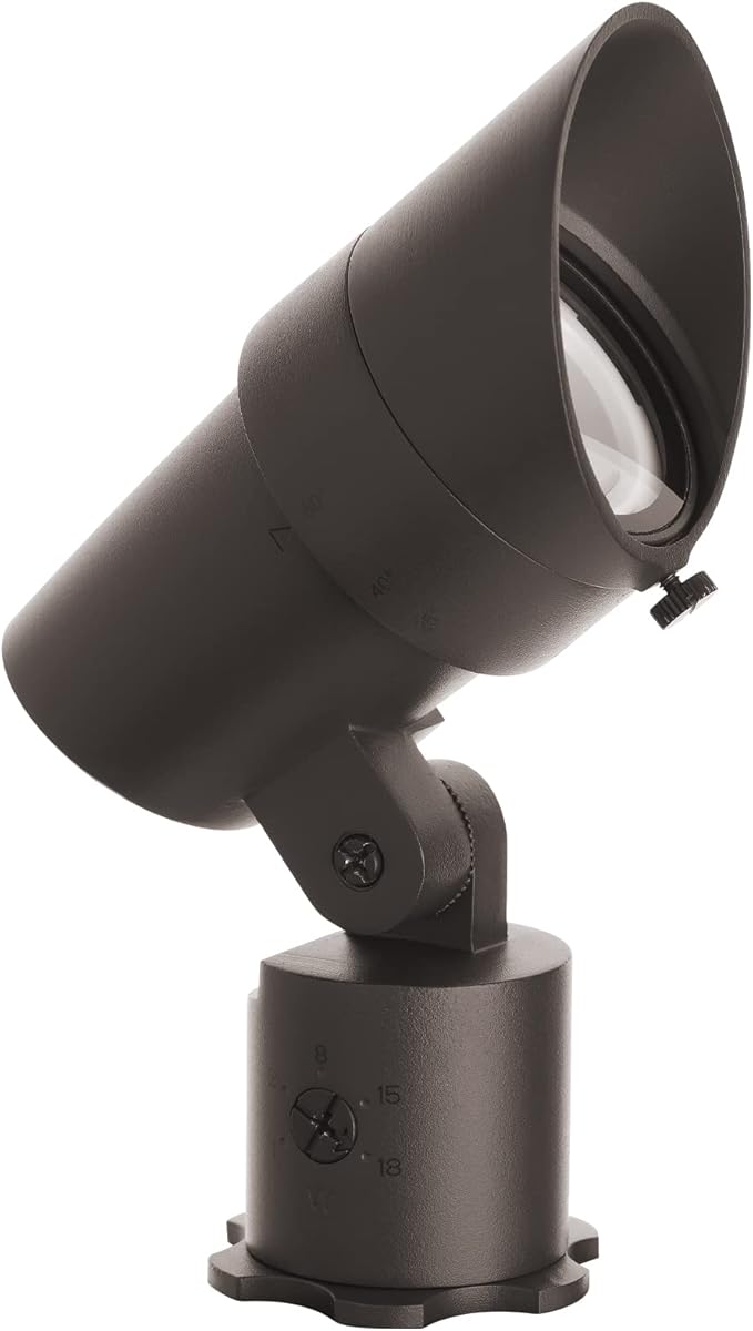 WAC Landscape Lighting LED 12V Medium Size Accent Light with Adjustable Beam Angle and Integral Brightness Control 50-1300 Lumens 3000K Warm White Built-in LED in Solid Brass Coated with Bronze