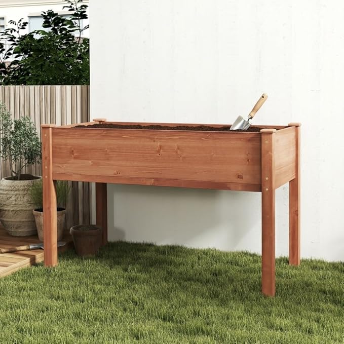 Sturdy Elevated Garden Bed with Legs for Easy Access Growing of Vegetables Herbs Flowers and Fruits Outdoors (Planter 48 * 24 * 30'' Brown)