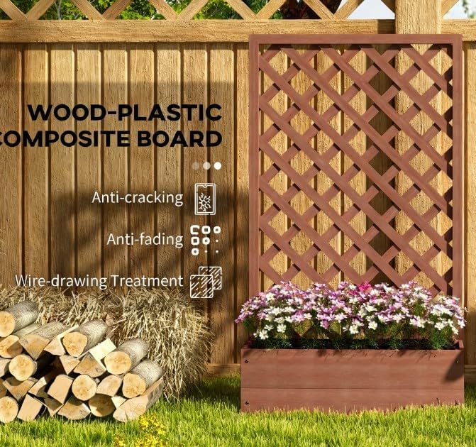 Wooden Garden BedRaised Garden Bed Planting Planter Box with Trand Drain Holes for Climbing Vine Plants