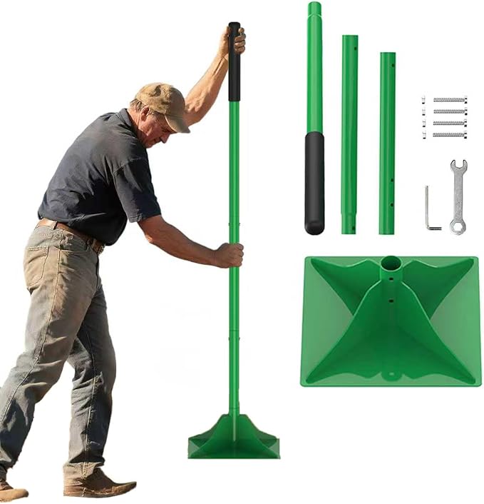 Heavy Duty Tamper Tool 8x8 Inch Steel Plate with 48 Inch Long Handle Hand Soil Compactor for Rammed Earth Construction Garden Landscaping Gravel &amp Dirt Leveling
