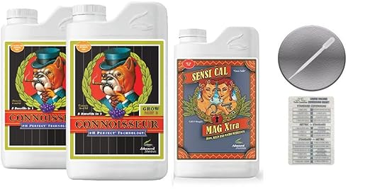Advanced Nutrients Connoisseur Grow A and B 4 Liter &amp Sensi Cal-Mag 4 Liter Bundle with Conversion Chart and 3mL Pipette