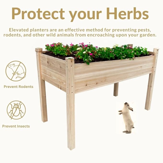 BTExpert 4ft Wooden Raised Garden Bed with Legs 48x24x30in Elevated Planter Box Stand for Vegetable Flower Backyard Patio Balcony Large Wood Raised Beds Liner Outdoor - 30 in Height