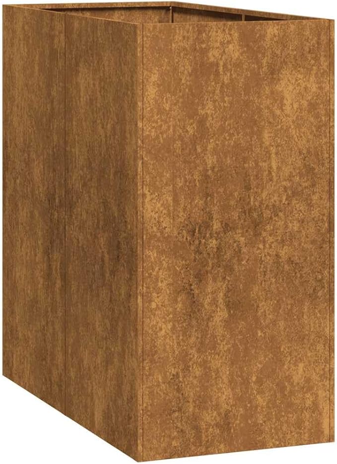 Large Rusty Weathering Steel Planter Rectangular Decorative Inlays 31.5x15.7x31.5 in Outdoor Garden Patio Raised Bed for Plants