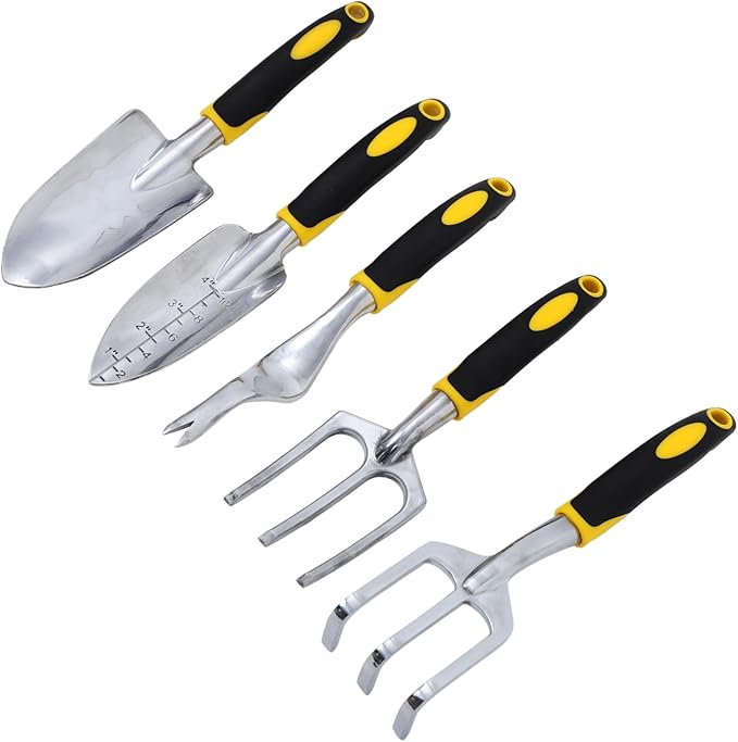 Mikikit 1set Multi-use Garden Tool Set Gardening Shovel Trowel Hand Fork and Rake for Efficient Planting and Soil Cultivation Lightweight and Portable