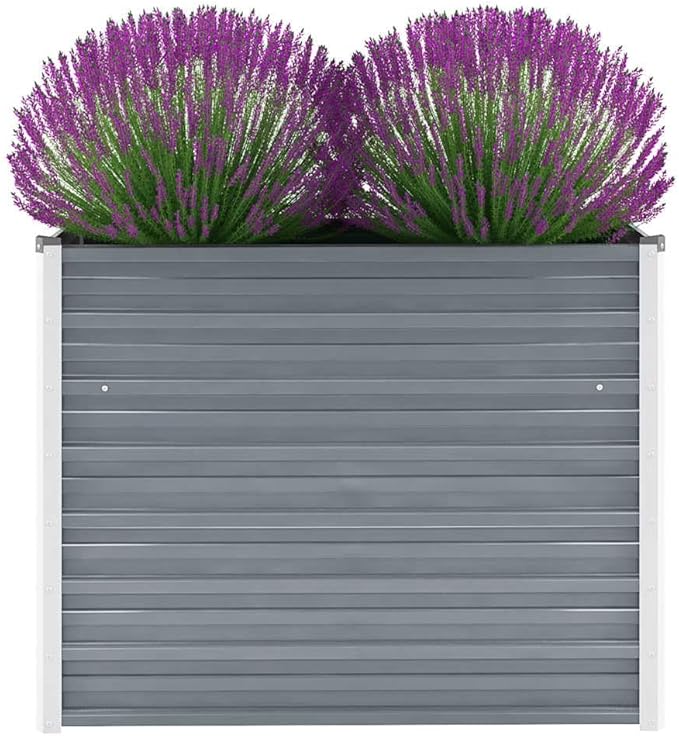 Raised Garden Bed Grey Galvanized Steel 39.4x15.7x30.3 inch Rectangular Planter Box for Outdoor Plants Durable Metal Raised Beds for Gardening