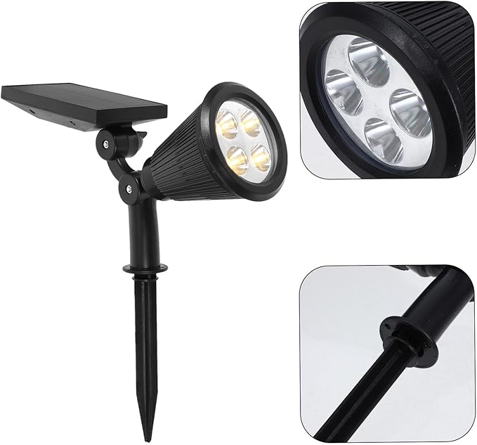 Uonlytech Outdoor Landscape Spotlights 4-led Warm Light Solar Powered Waterproof Pathway Lights for Garden Yard Patio with 3 Lighting Modes
