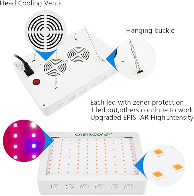 300 Watt Led Grow Light Plant Grow Lights Full Spectrum with UV&ampIR for Hydroponic Indoor Plants Growing Veg and Flower Sold by Castnoo