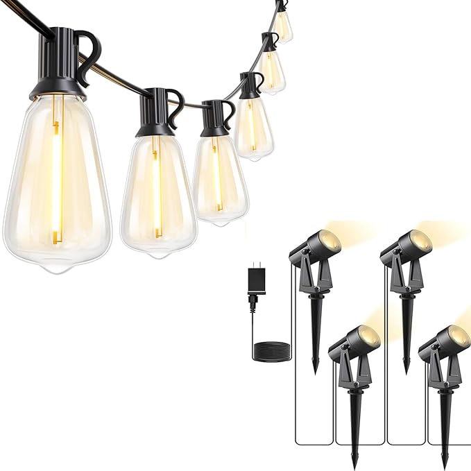 Svater 4 Pack Landscape Lighting + ST38 50 FT Patio String Lights