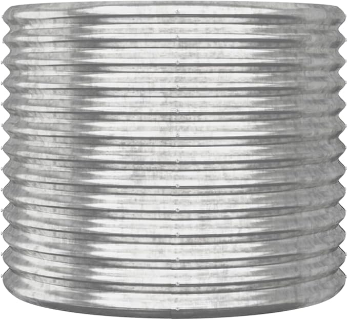 Large Silver Round Raised Garden Bed Planter Powder-Coated Steel Outdoor Cylindrical Planter Box for Patio Balcony Garden 31.5 Inch Diameter
