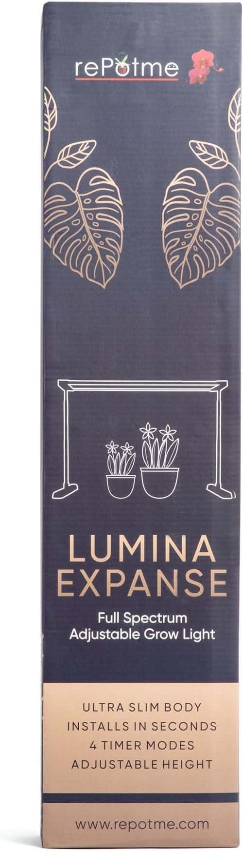 rePotme Lumina Expanse - Grow Light for Indoor Plants - Full Spectrum LED Plant Light No Tools Required (Black)