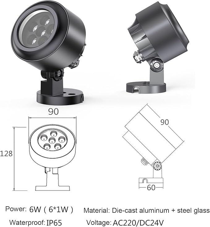 Outdoor LED Spotlight - Landscape Lamp 220V IP65 Waterproof Lawn Projector Floodlight Tree Lighting for Hotel Exterior Wall Contouring Landscaping Projects(B-Warm Light6 * 1W)