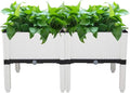 2 Pcs Raised Garden BedWood Planter Box Stand for Vegetable Flower Herb OutdoorsElevated Planter BoxPerfect for BackyardPatio Balcony Gardening (White)